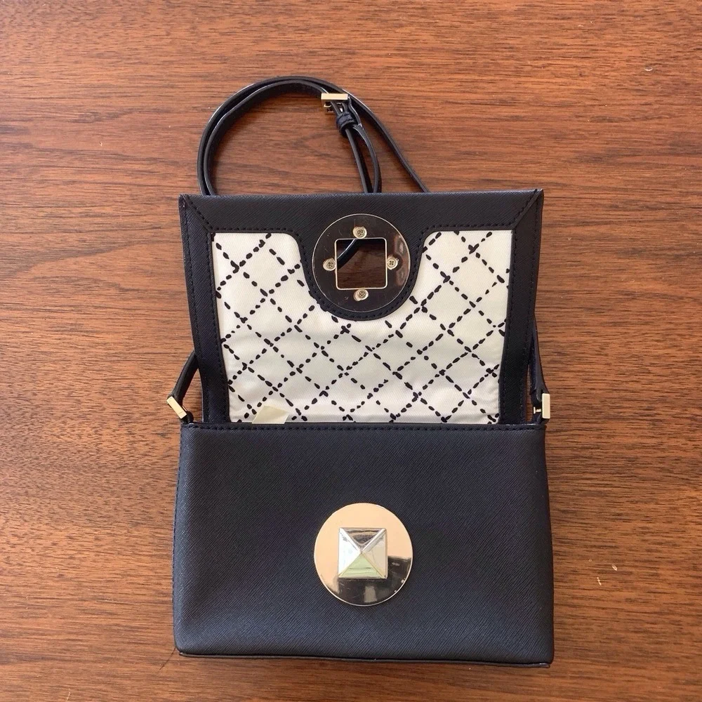 Kate Spade Newbury Lane Sally Crossbody Black Saffiano Leather Gold Turn Lock